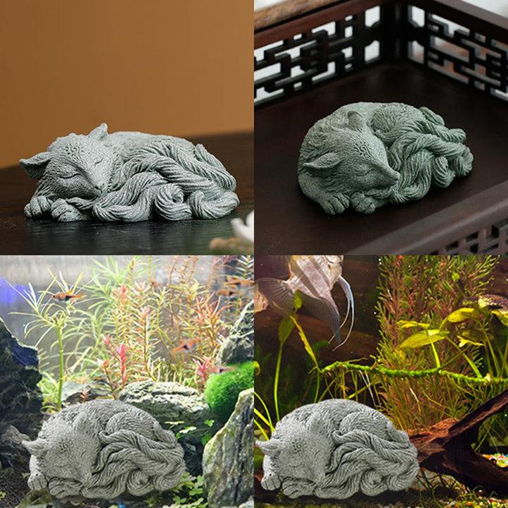 Buddha Stones Small Nine Tailed Fox Protection Home Tea Pet Figurine Decoration - image 6
