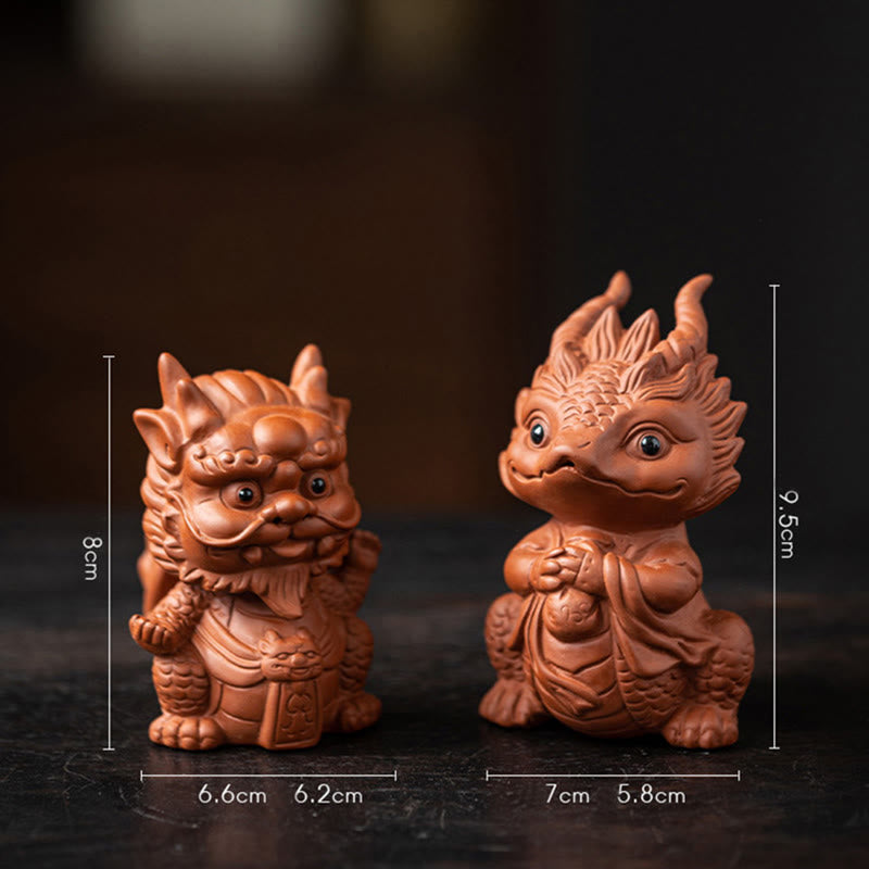 Buddha Stones Luck Dragon Wealth Tea Pet Purple Clay Figurine Decoration - Dragon King+Dragon Girl(A Pair Of Brown) - image 17