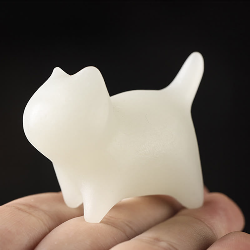 Buddha Stones 2Pcs Mini Cute Cat Glowstone Luminous Lucky Cat Energy Decoration - image 5