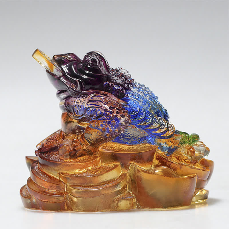 Feng Shui Frog Handmade Liuli Crystal Art Piece Wealth Home Office Decoration - image 5