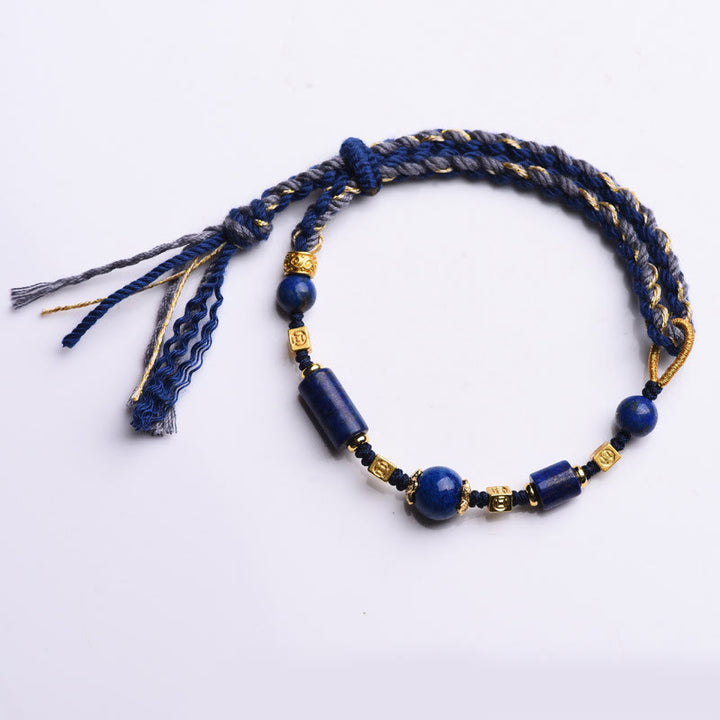 Buddha Stones Handmade Natural Lazurite Lapis Lazuli Bead Positive Rope Bracelet - image 7