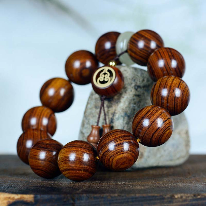 Buddha Stones Rosewood Warmth Calm Gourd Charm Bracelet