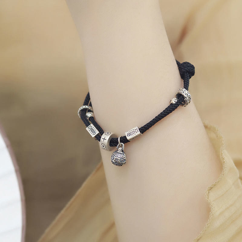 Buddha Stones 925 Sterling Silver Gold Swallowing Beast Koi Fish Wealth Handcrafted Braided Bracelet - image 5