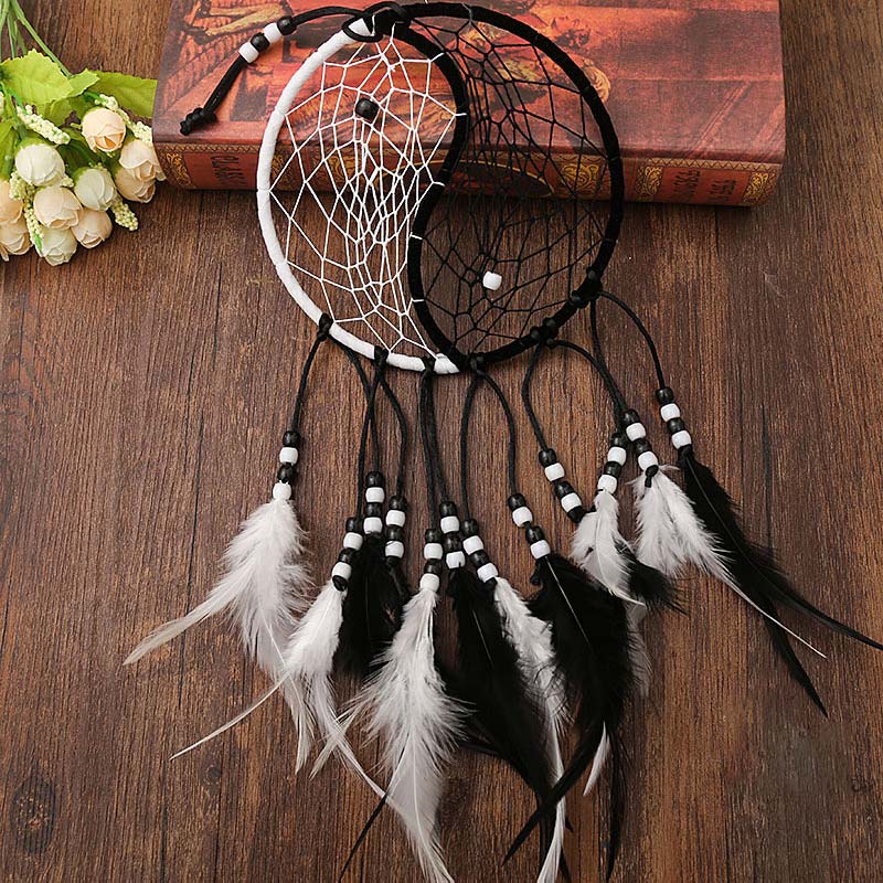 Yin Yang  Dream Catcher Circular Net with Feathers Balance Decoration - image 16