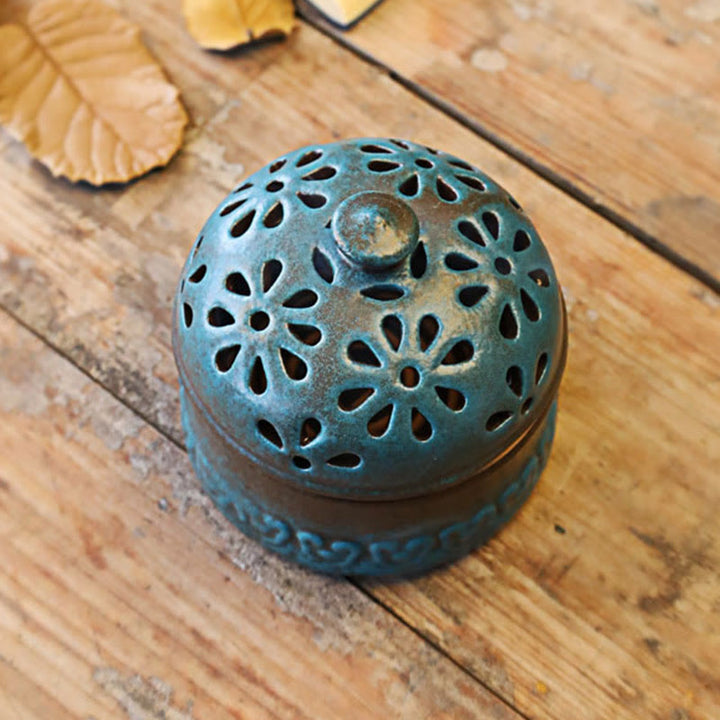 Buddha Stones Mini Hollow Spiritual Meditation Ceramic Small Incense Burner Decoration - image 2