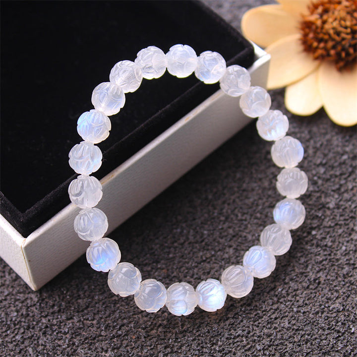 Natural Moonstone Lotus Love Bracelet - image 1
