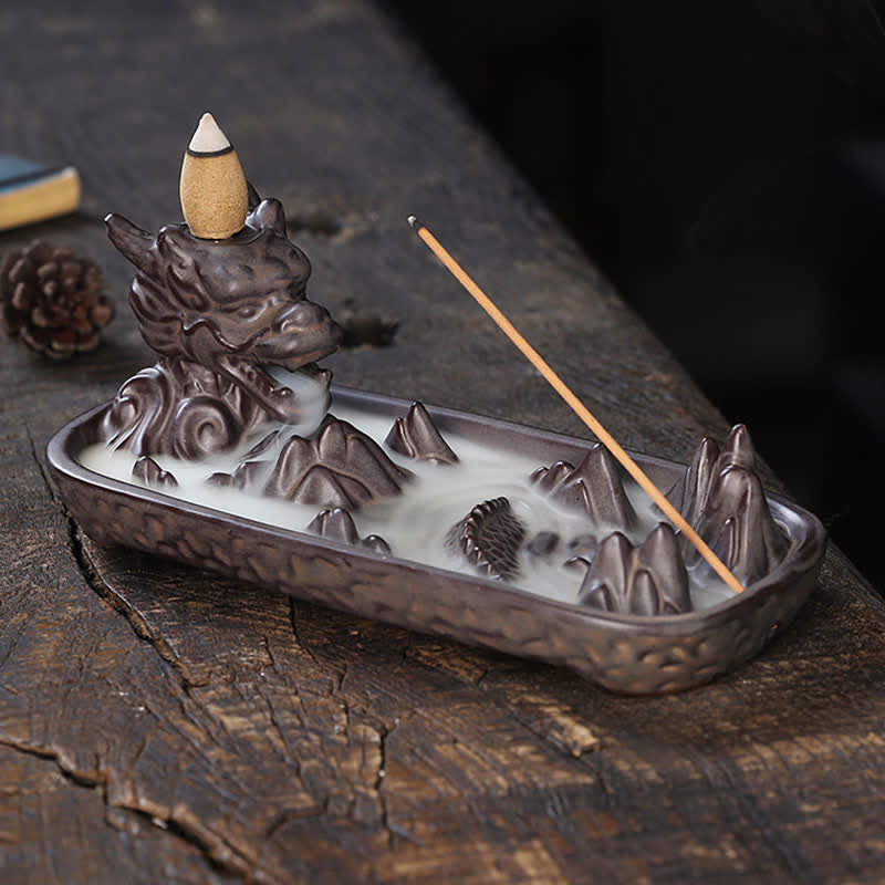Buddha Stones Dragon Mountain Strength Ceramic Incense Burner Decoration - image 5