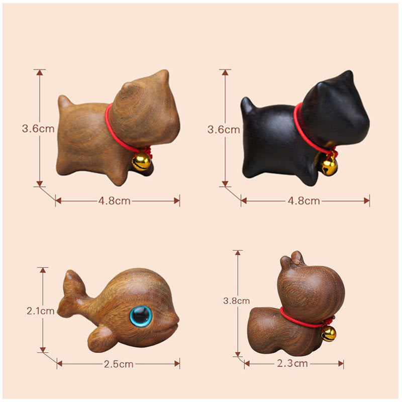 Buddha Stones Green Sandalwood Small Leaf Red Sandalwood Cute Cat Animals Soothing Peace Decoration - image 25