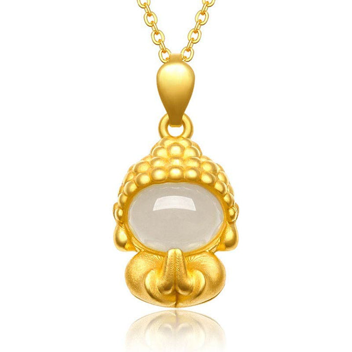 White Jade Buddha Success Pendant Necklace - White Jade - image 1