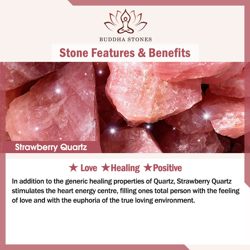 Buddha Stones 925 Sterling Silver Strawberry Quartz Healing Positive Necklace - image 12