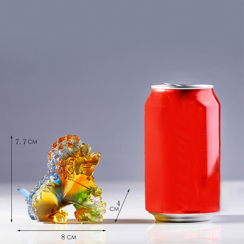 Handmade Liuli Crystal Lion Art Piece Strength Home Office Decoration - image 14