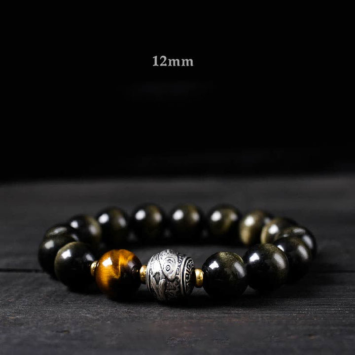 To Experience a Reversal of Fortune Rainbow Obsidian Gold Sheen Obsidian Protection Bracelet