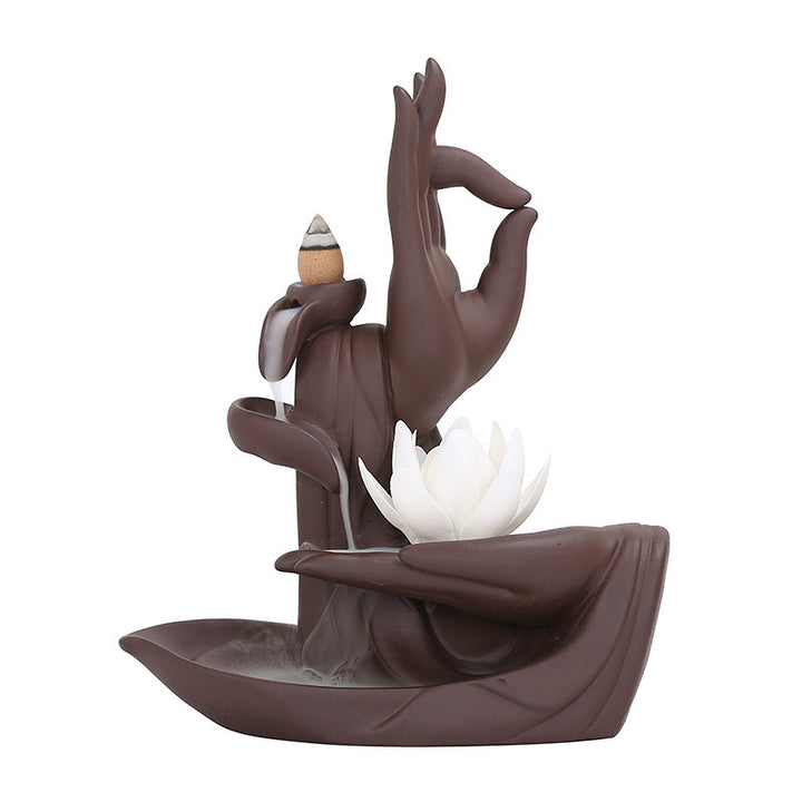 Buddha Stones Tibetan Lotus Blessing Incense Burner Decoration - image 7