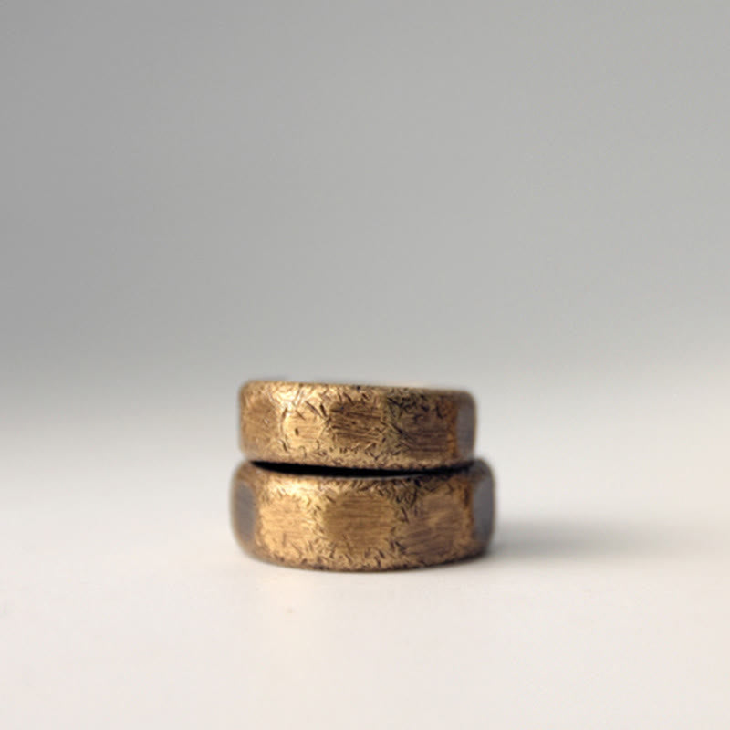 Tibetan Simple Design Copper Brass Frosted Wealth Ring - image 19