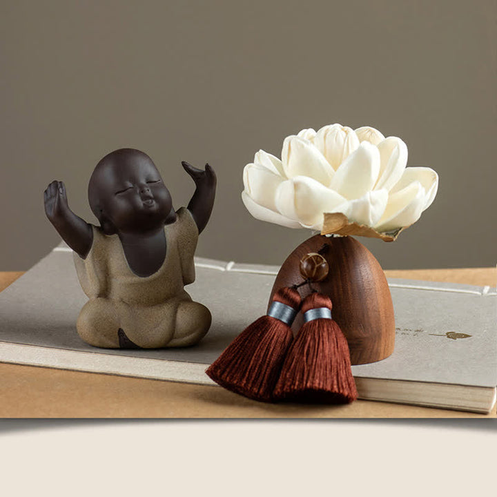 Black Peach Wood Buddha Flower Calm Cure Decorations - Little Maitreya - image 9