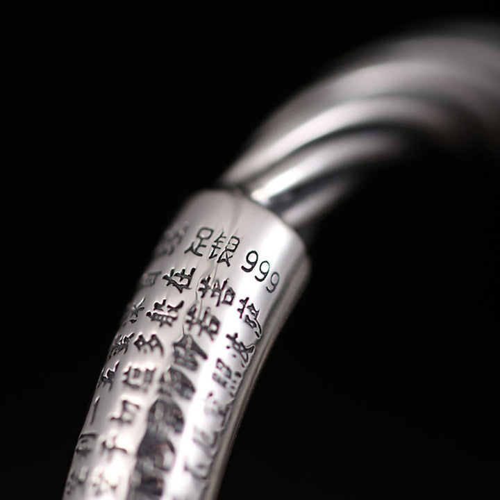 Buddha Stones Tibetan Om Mani Padme Hum Heart Sutra Purity Cuff Bracelet - image 4