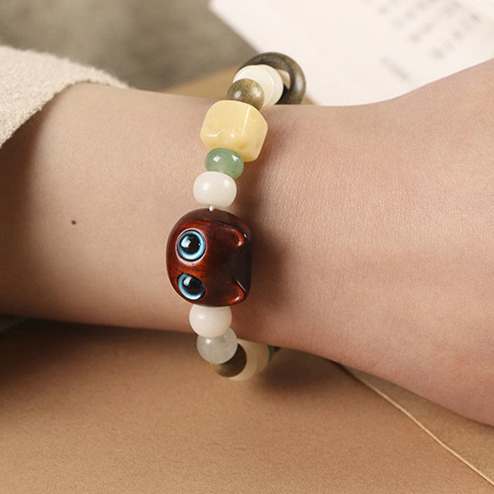 Buddha Stones Bodhi Seed Green Sandalwood Ebony Wood Small Leaf Red Sandalwood Cat Head Paw Claw Peace Bracelet - image 13