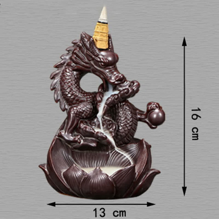 Dragon Lotus Pattern Strength Protection Ceramic Incense Burner Decoration - image 7