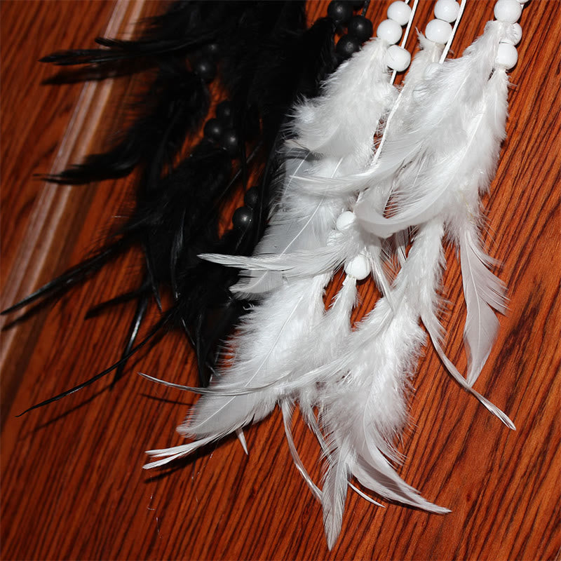 Yin Yang  Dream Catcher Circular Net with Feathers Balance Decoration - image 12