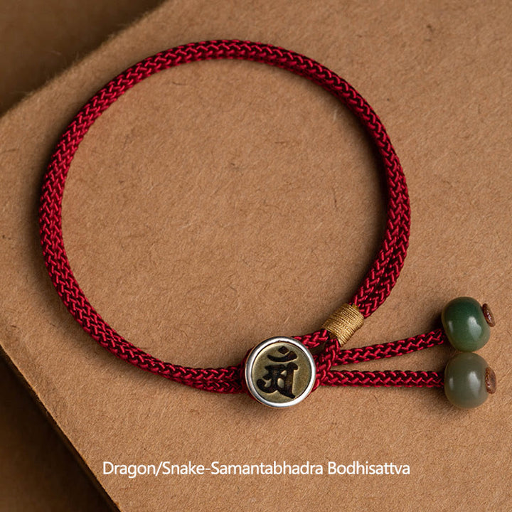 Buddha Stones 925 Sterling Silver Handmade Chinese Zodiac Natal Buddha Cyan Bodhi Seed Protection Braided Red String Bracelet - Dragon/Snake-Samantabhadra Bodhisattva(Wrist Circumference 14-18cm) - image 7