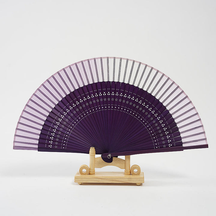 Buddha Stones Gradient Color Hollow Engraved Handheld Bamboo Folding Fan