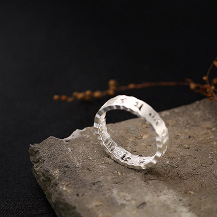 Buddha Stones Tibetan 925 Sterling Silver Om Mani Padme Hum Peace Hollow Ring - image 11