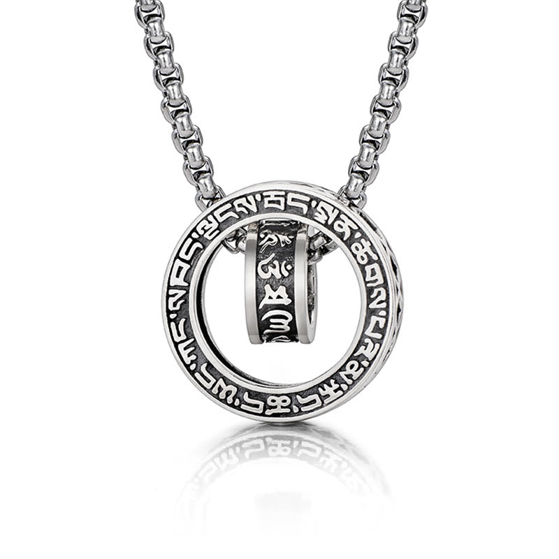 Buddha Stones Tibetan Om Mani Padme Hum Carved Peace Purity Chain Necklace Pendant - Om Mani Padme Hum(Love♥Focus) - image 1
