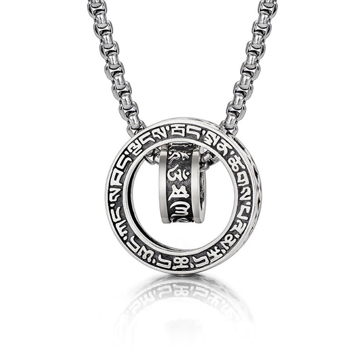 Buddha Stones Tibetan Om Mani Padme Hum Carved Peace Purity Chain Necklace Pendant - Om Mani Padme Hum(Love♥Focus) - image 1
