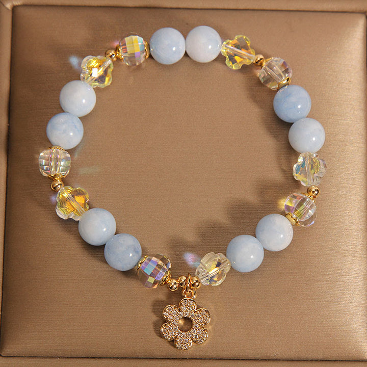 Buddha Stones Natural Aquamarine Flower Healing Crystal Bracelet