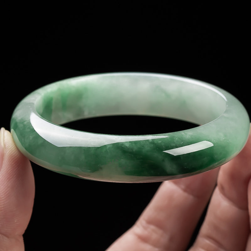 Buddha Stones Natural Jade Fortune Blessing Bangle Bracelet - image 4