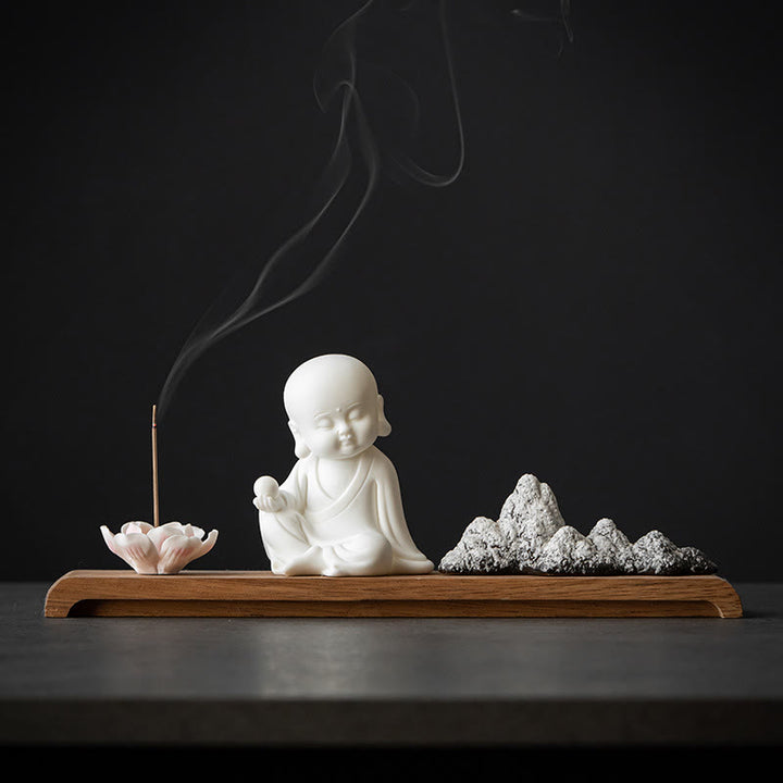 Buddha Stones Lotus Flower Tathagata Kwan Yin Avalokitesvara Ksitigarbha Meditation Ceramic Stick Incense Burner Decoration - Ksitigarbha - image 11