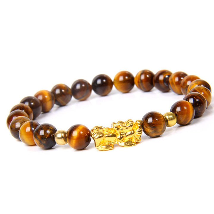 Buddha Stones FengShui Lucky Pixiu Obsidian Wealth Bracelet - Tiger's Eye(Wrist Circumference: 15-16cm) - image 3