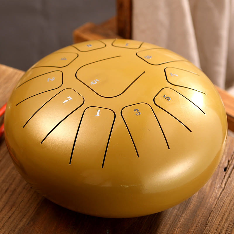 Buddha Stones Steel Tongue Drum Sound Healing Mindfulness Meditation Yoga Drum Kit 11 Note 8 Inch - Yellow - image 9