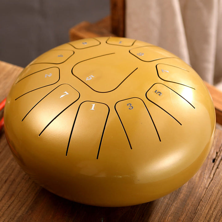 Buddha Stones Steel Tongue Drum Sound Healing Mindfulness Meditation Yoga Drum Kit 11 Note 8 Inch - Yellow - image 9