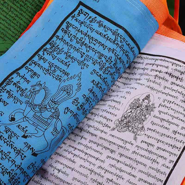 Buddha Stones Tibetan 5 Colors Silk Windhorse Auspicious Outdoor 25 Pcs Prayer Flag