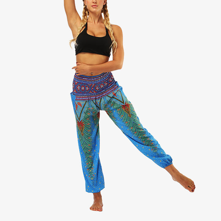 Buddha Stones Hippie Pants Baggy Boho High Waist Lounge Trousers with Pockets Women's Yoga Pants