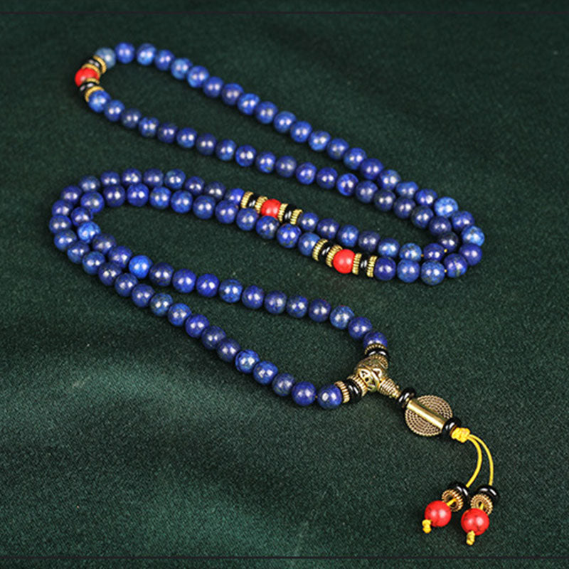 Buddha Stones Tibetan Mala Lapis Lazuli Lazurite Positive Bracelet - image 1