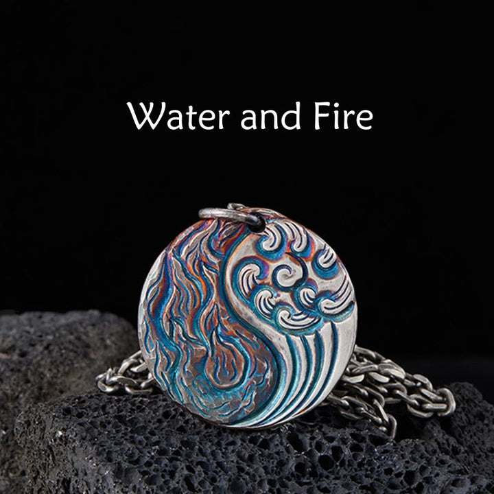 Buddha Stones 990 Sterling Silver Yin Yang Water and Fire Balance Necklace Pendant - 990 Sterling Silver - image 0