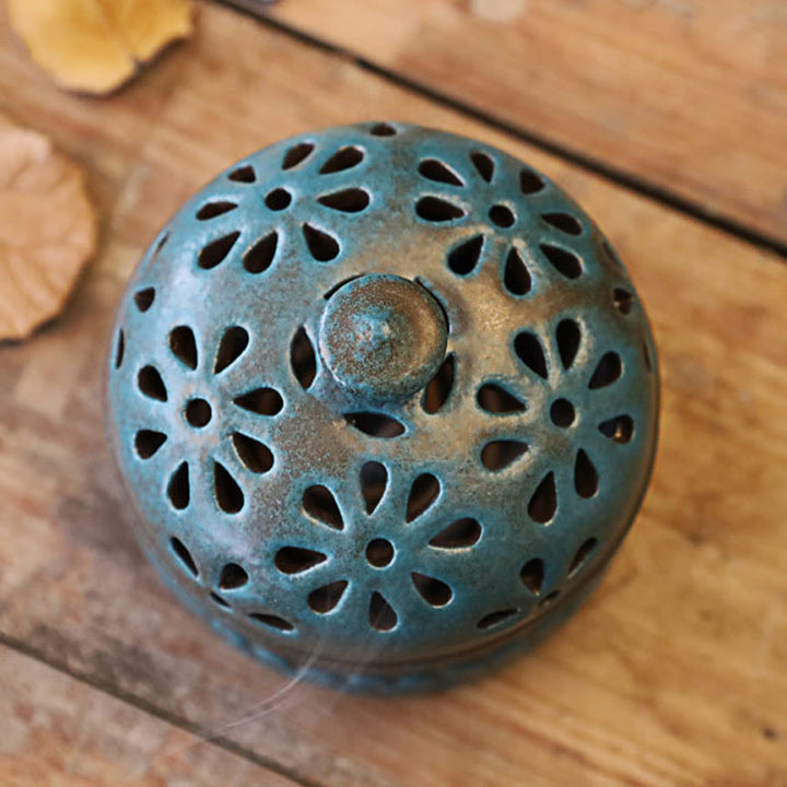 Buddha Stones Mini Hollow Spiritual Meditation Ceramic Small Incense Burner Decoration - image 5
