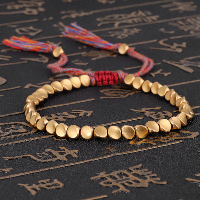 Buddha Stones Tibetan Copper Beads Healing Luck Bracelet - Shiny - image 0