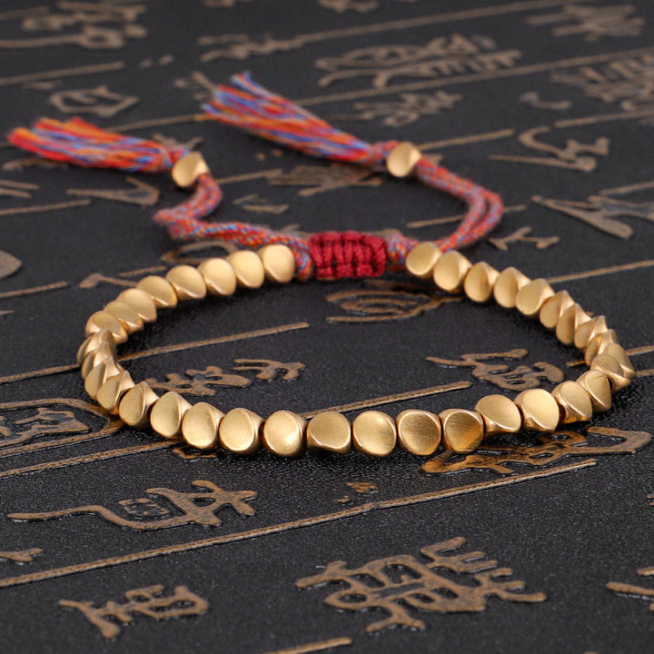 Buddha Stones Tibetan Copper Beads Healing Luck Bracelet - Shiny - image 0