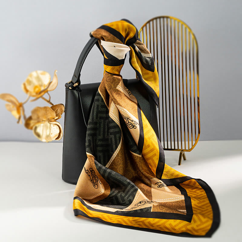 Buddha Stones Jungle Oil Painting Auspicious Clouds 100% Mulberry Silk Scarf Premium Grade 6A Double-sided Silk Neck Scarf - image 21