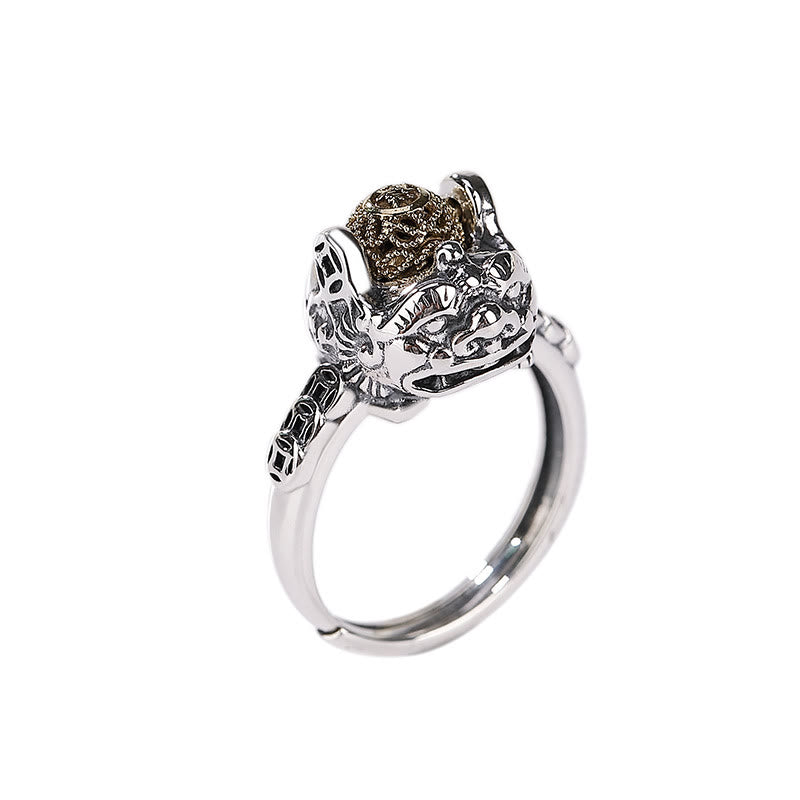 Buddha Stones 925 Sterling Silver PiXiu Copper Coin Wealth Adjustable Ring - image 9