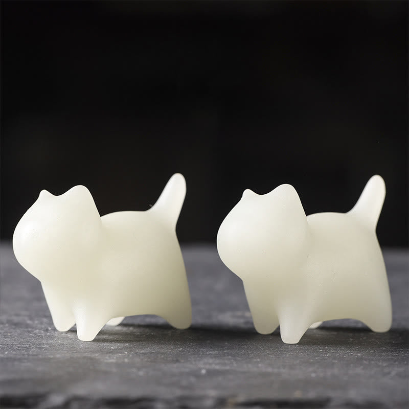 Buddha Stones 2Pcs Mini Cute Cat Glowstone Luminous Lucky Cat Energy Decoration - image 8