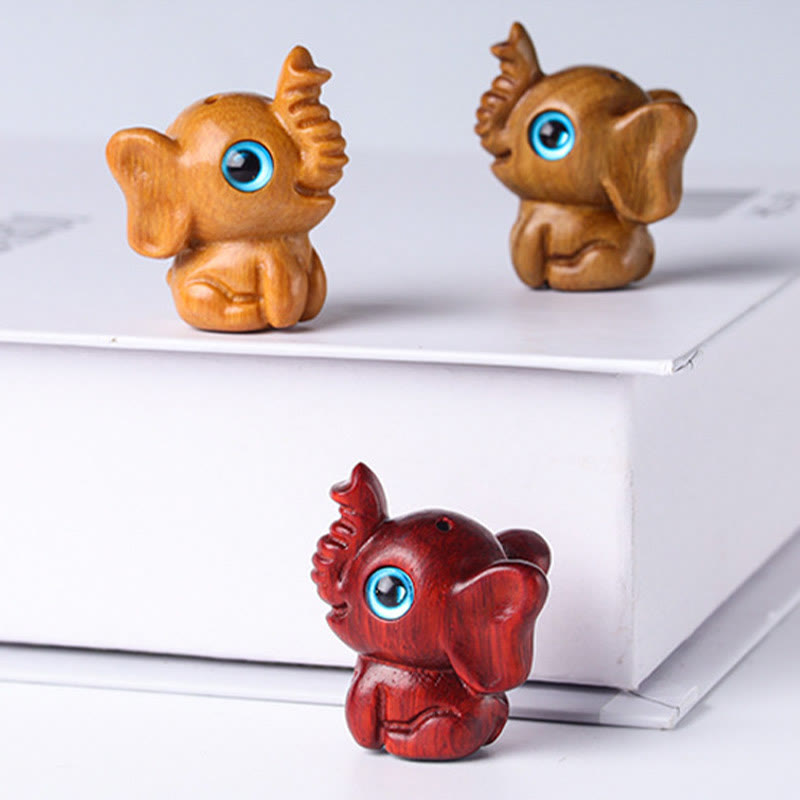 Buddha Stones Sandalwood Small Leaf Red Sandalwood Green Sandalwood Lucky Mini Elephant Carved Protection Decoration - image 29