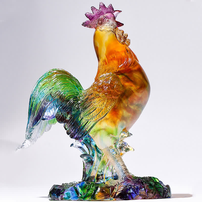 Handmade Liuli Crystal Rooster Art Piece Home Decoration - image 9