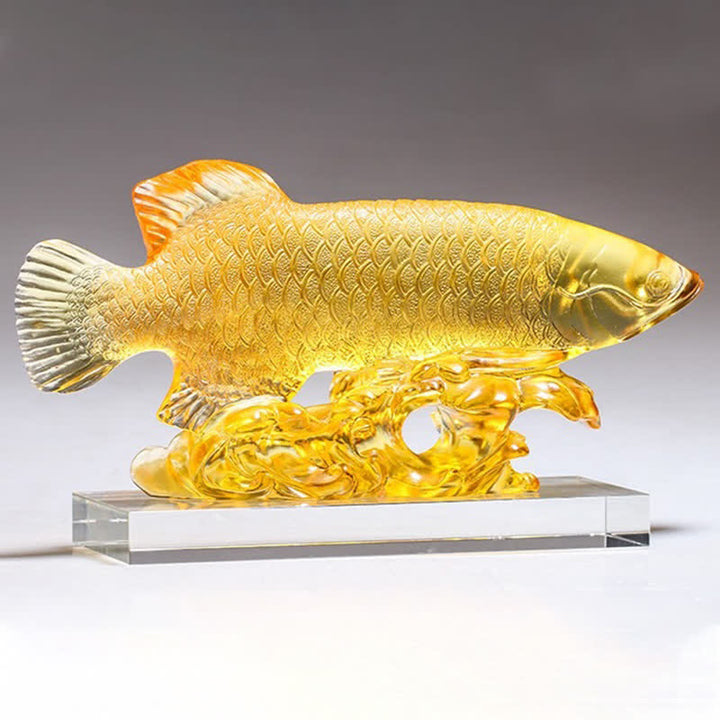 Handmade Liuli Crystal Koi Fish Art Piece Luck Home Office Decoration - image 10