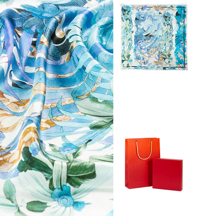 Buddha Stones Jungle Oil Painting Auspicious Clouds 100% Mulberry Silk Scarf Premium Grade 6A Double-sided Silk Neck Scarf - image 15