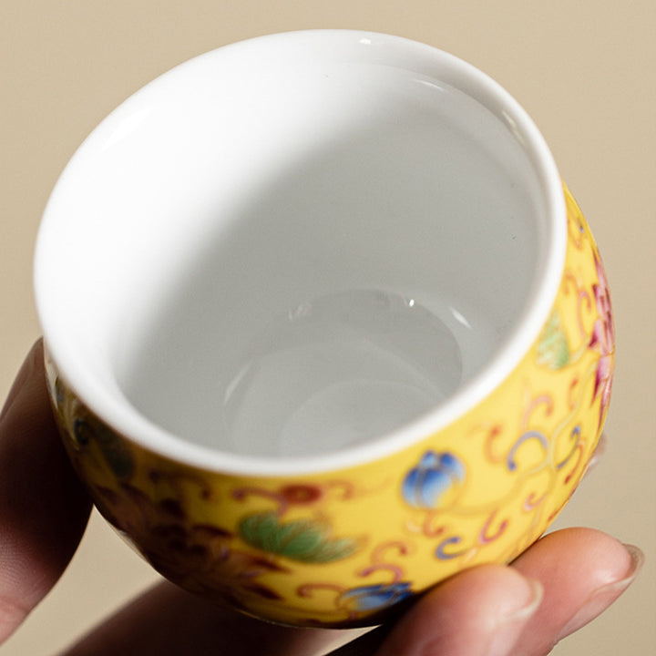 Buddha Stones Lotus Flower Pod Pattern Ceramic Teacup Kung Fu Tea Cup 80ml