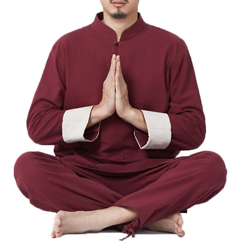 Spiritual Zen Meditation Yoga Prayer Practice Cotton Linen Clothing Men's Set